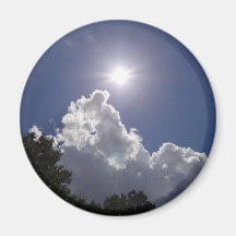 UFO Sunburst Over Fluffy White Clouds Magnets