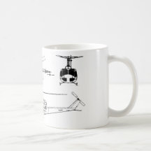 UH1 Huey Blueprint (Iriquois) Mugs