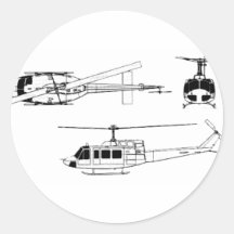 UH1 Huey Blueprint (Iriquois) Round Stickers