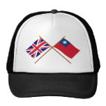 UK and Taiwan Crossed Flags Mesh Hats