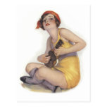 Uke Playing Flapper Postcard