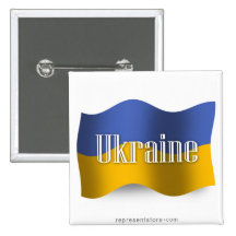 Ukraine Waving Flag Pinback Buttons