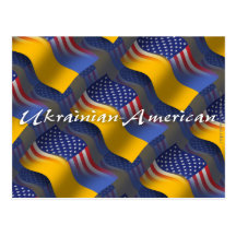 Ukrainian-American Waving Flag Postcards