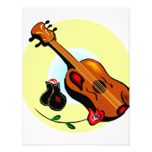 Ukulele Castanets Rose Design Graphic Musical Personalized Invitation
