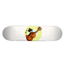 Ukulele Castanets Rose Design Graphic Musical Skateboard