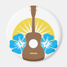 Ukulele Hibiscus Fridge Magnet