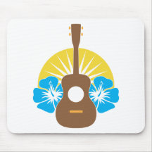 Ukulele Hibiscus Mouse Pad