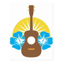 Ukulele Hibiscus Post Cards
