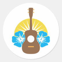 Ukulele Hibiscus Stickers