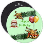 Ultra Cute Leopard Safari Birthday Invitations Wit Pinback Buttons