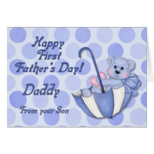 Umbrella Bear Blue - First Fathers Day Cards