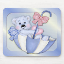 Umbrella Bear - Blue Mouse Pad