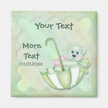 Umbrella Bear - Customise - Boy or Girl Refrigerator Magnet