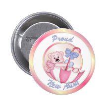 Umbrella Bear - New Aunt - Girl Button