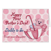 Umbrella Bear Pink - Father to Be Fathers Day Cards