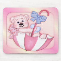 Umbrella Bear - Pink Mouse Pads