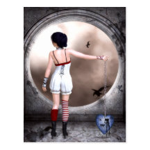 Unchain My Broken Heart Gothic Art Postcard
