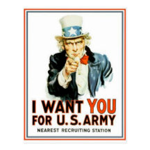 Uncle Sam I Want You Army Postcard