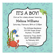 Under the Sea Bubbles Boy Baby Shower Invitations