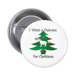 Unicorn in Christmas tree on green buttons