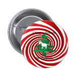 Unicorn in Christmas tree on red swirls buttons