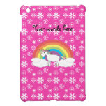 Unicorn on clouds pink snowflakes pattern ipad mini cases