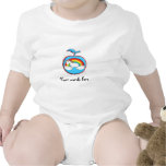 Unicorn on rainbow in apple baby bodysuit