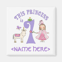 Unicorn Princess First Birthday Refrigerator Magnets