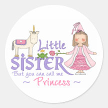 Unicorn Princess Little Sister Round Sticker