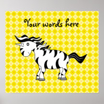 Unicorn zebra on yellow argyle print