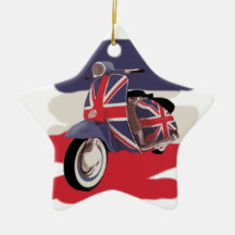 Union Jack Brit scooter Christmas Ornaments