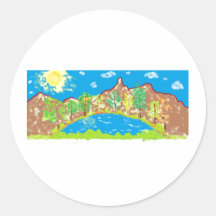 Unique Comouter Digital ARt Round Stickers