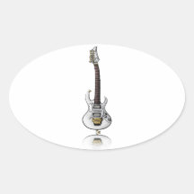 Unique electric rock guitar caricature oval stickers