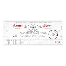 Unique Ticket Punch Card Tea Length Invitation