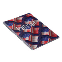 United States Patriot Waving Flag Spiral Note Book