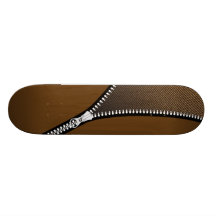 UnZipped retro print skateboard - brown denim
