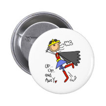 Up and Away Girl Hero Pinback Buttons