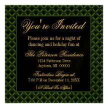 Uptown Glam Holiday Party Invitation, Dark Green