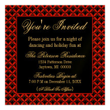 Uptown Glam Holiday Party Invitation, Red