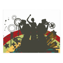 urban singers vector postcard