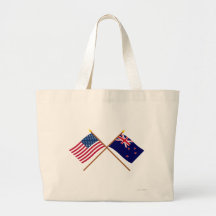 US and New Zealand Crossed Flags Canvas Bag