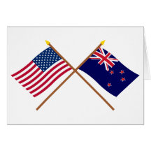 US and New Zealand Crossed Flags Greeting Card