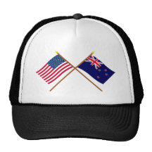 US and New Zealand Crossed Flags Hat