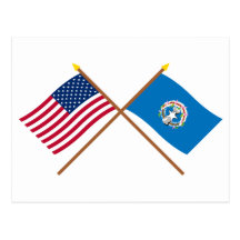 US and Northern Marianas Crossed Flags Post Card