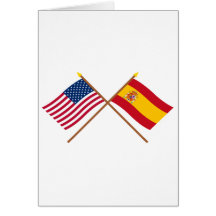 US and Spain Crossed Flags Greeting Card