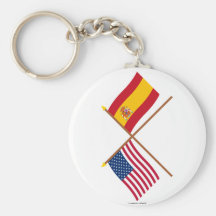 US and Spain Crossed Flags Key Chain