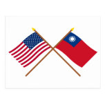 US and Taiwan Crossed Flags Post Card