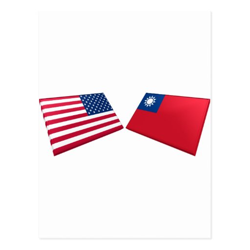 US & Taiwan Flags Post Card