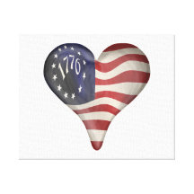 USA 1776 Flag In A Heart Gallery Wrapped Canvas