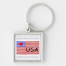 USA FLAG -LOVE KEY CHAIN